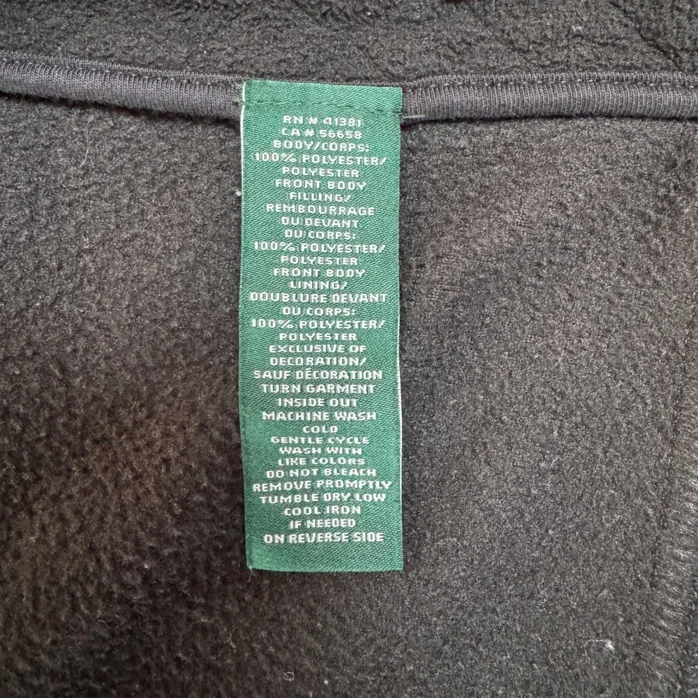 Lauren‎ Ralph Lauren Women Quilted Fleece Jacket Full Zip Black Cream Size L